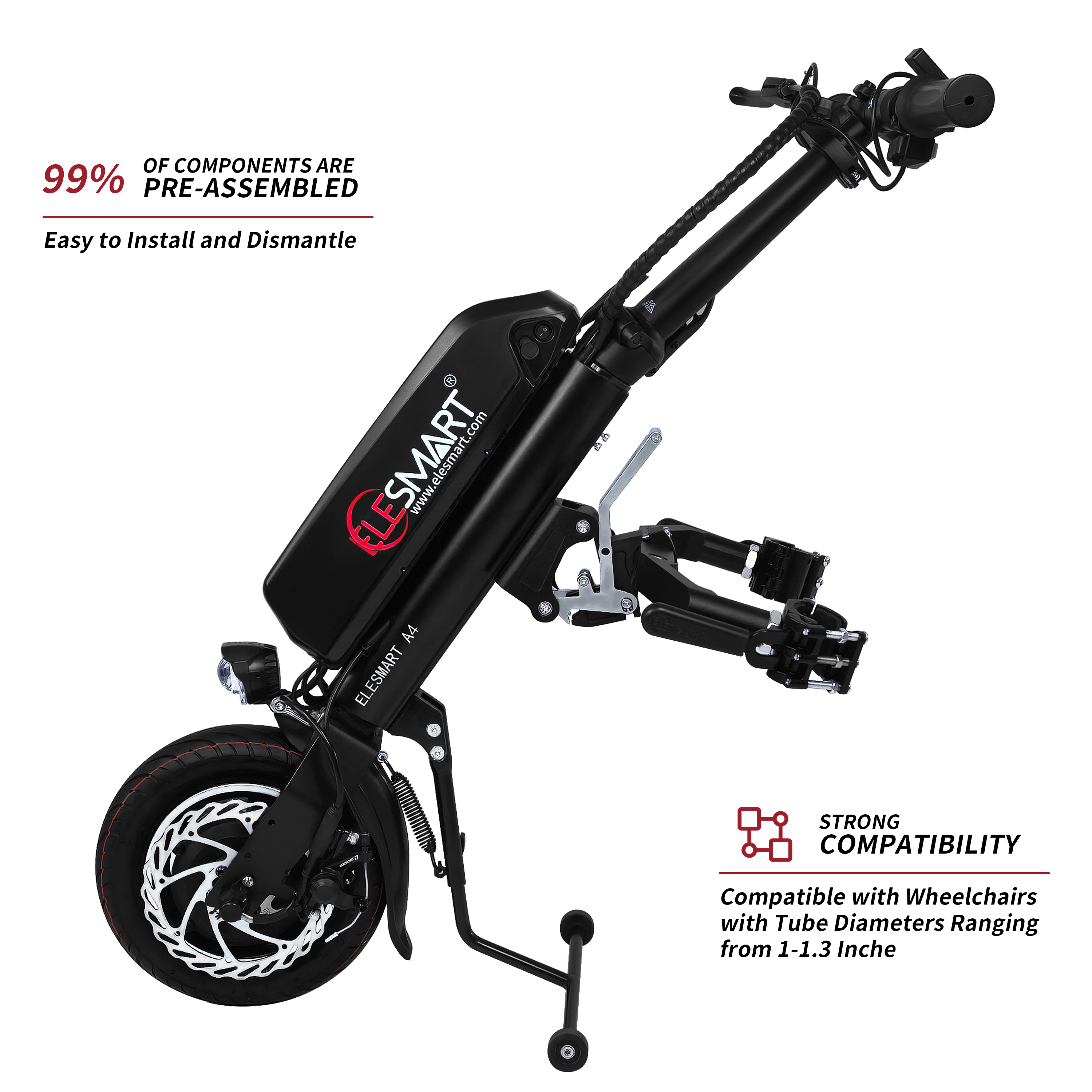Die ultimative zusammenklappbare Mobilit&auml;tsl&ouml;sung: ELESMART A4 Elektro-Handbike-Rollstuhlaufsatz